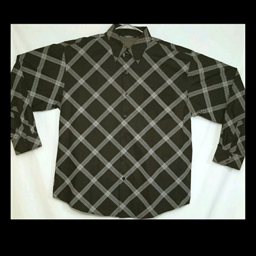 Brooklyn Express Black White Gray Striped Shirt